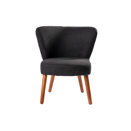 SILLA POLTRONA DE LINO NEGRO CON PATAS DE MADERA